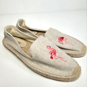 SOLUDOS ESPADRILLE FLAMINGO EMBROIDERED SMOKING SLIPPERS IN BEIGE 8 REVOLVE